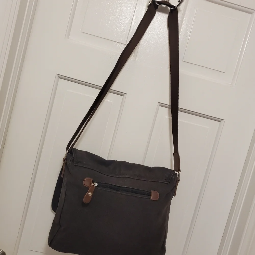 Augur Strauss & Co. Distressed Canvas with leather trim Messenger Bag